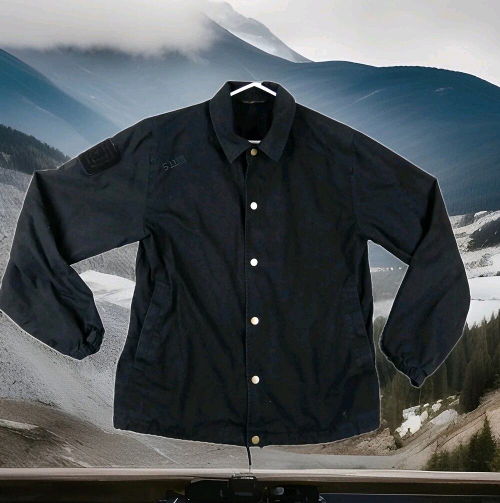 511 tactical Jacket Black Mens Medium Long Sleeve Collared Hook And Loop Patch